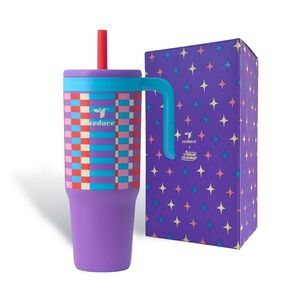 Reduce Jamie Makeup 40oz Tumbler Chiller Spill-Proof Checkered Purple